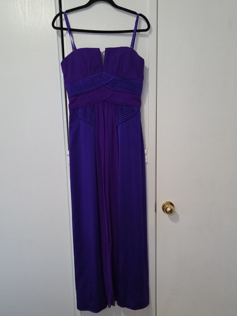 BCBGMaxAzria Purple Strapless Pleated-Band Evening Gown